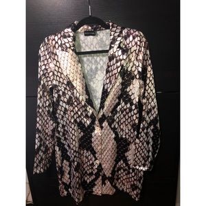Pretty Little Thing Satin Snake Print Blazer Dress